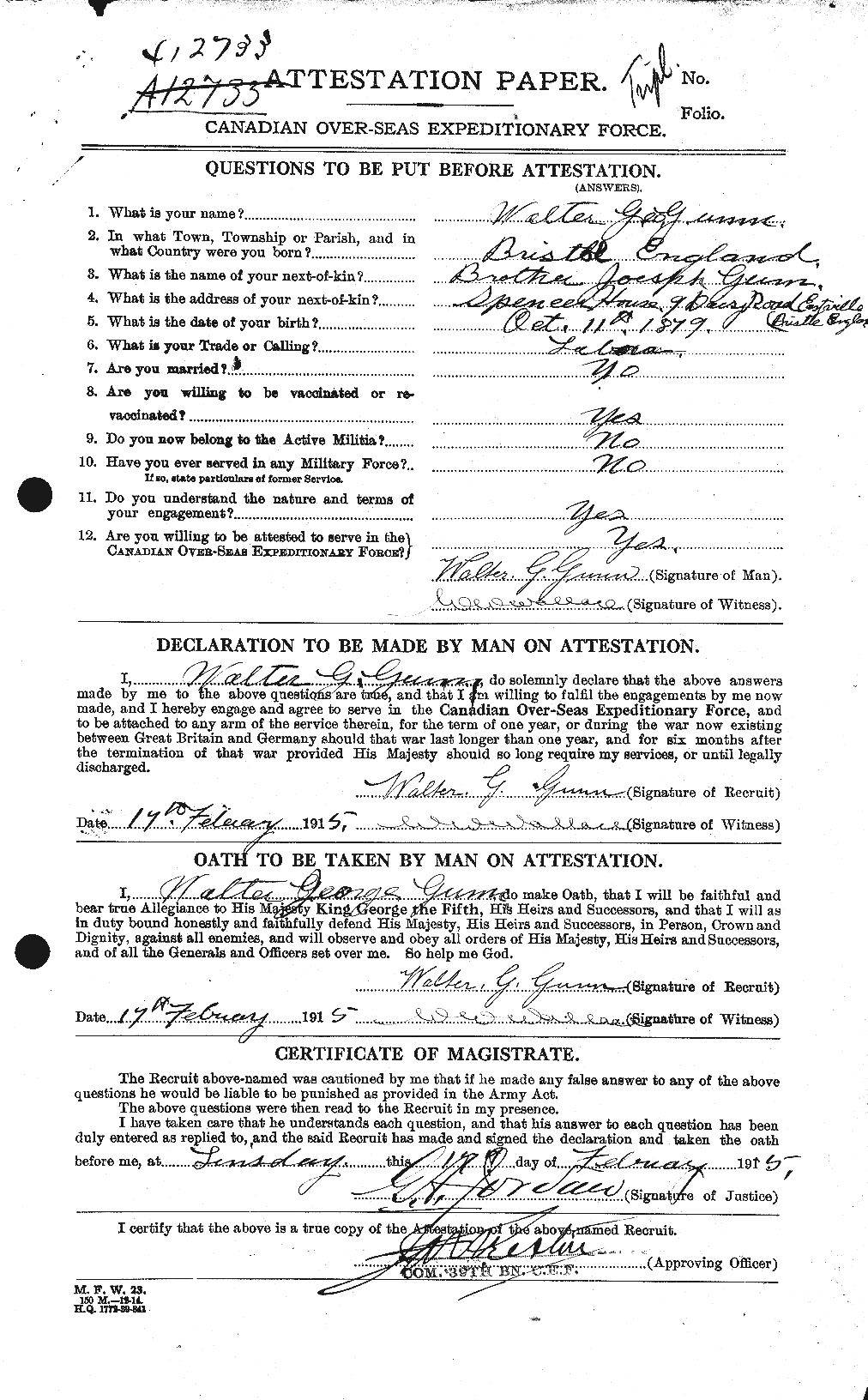 Personnel Records of the First World War - CEF 369345a
