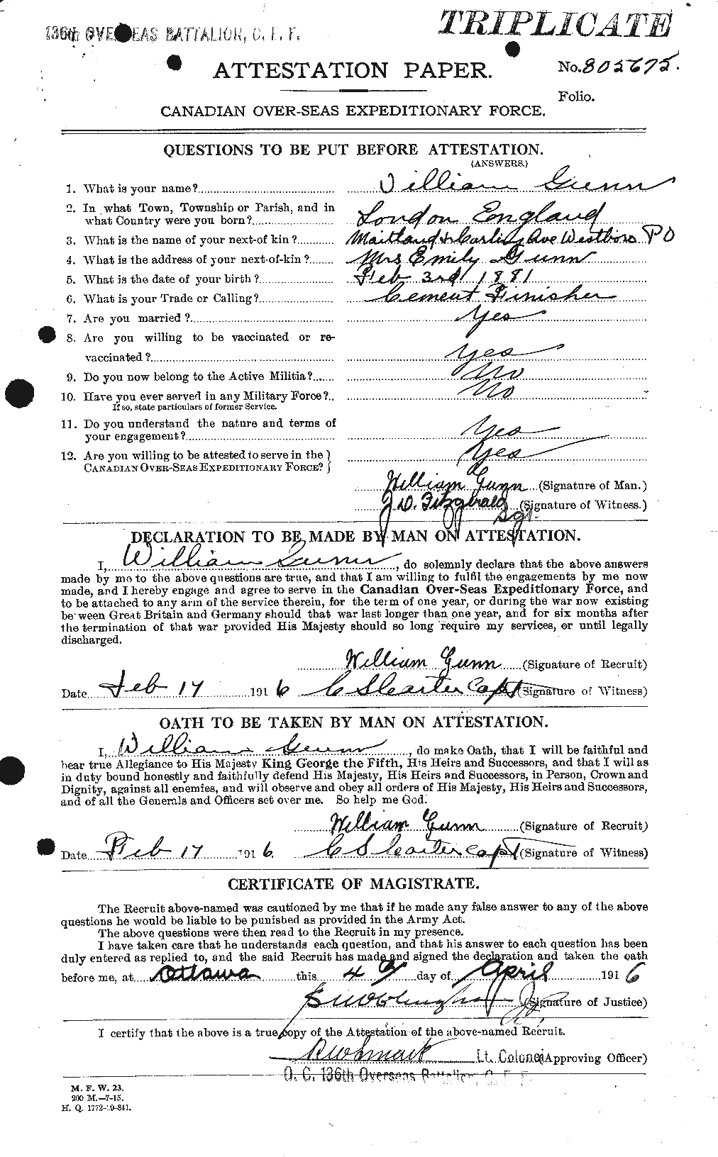 Personnel Records of the First World War - CEF 369353a