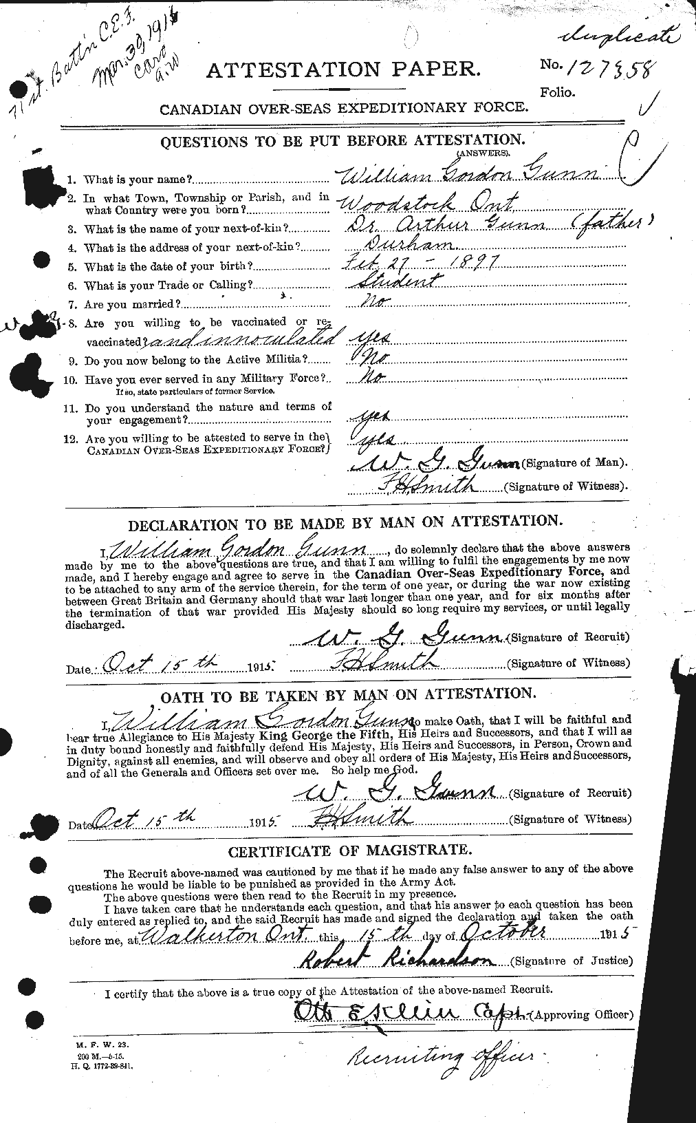 Personnel Records of the First World War - CEF 369367a