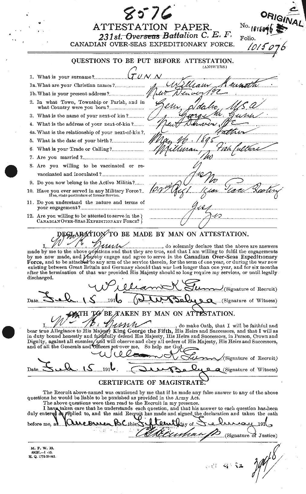 Personnel Records of the First World War - CEF 369372a