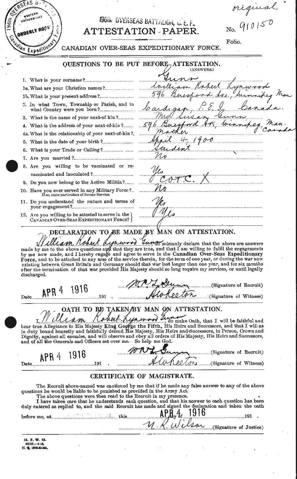 Personnel Records of the First World War - CEF 369374a