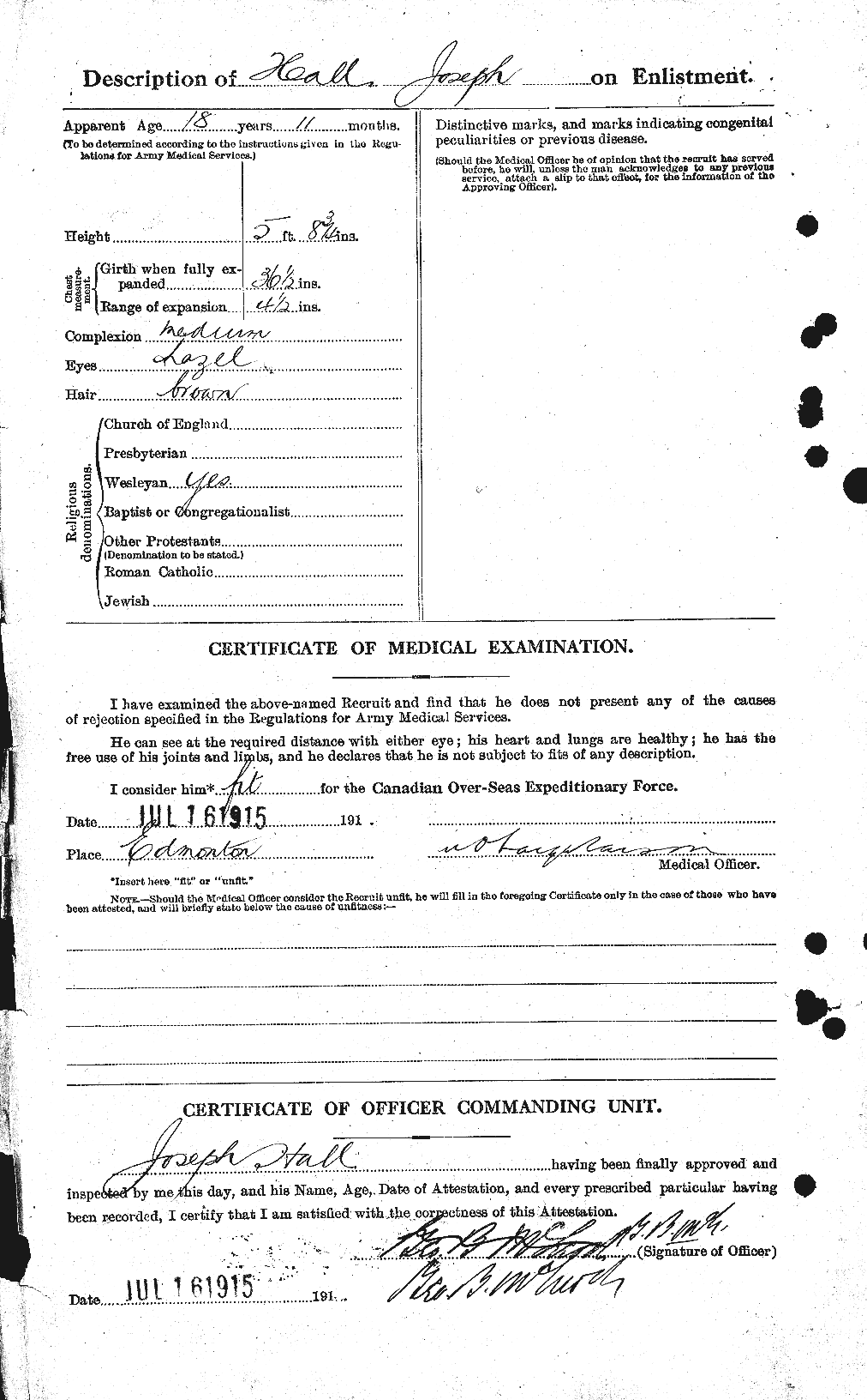 Dossiers du Personnel de la Première Guerre mondiale - CEC 369777b
