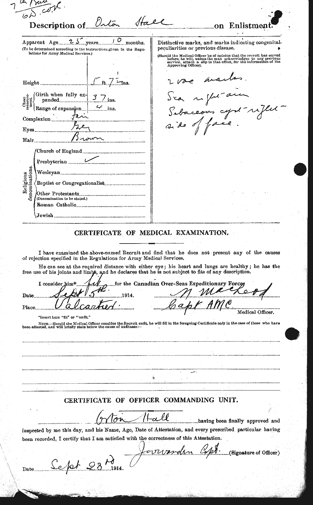 Dossiers du Personnel de la Première Guerre mondiale - CEC 369861b
