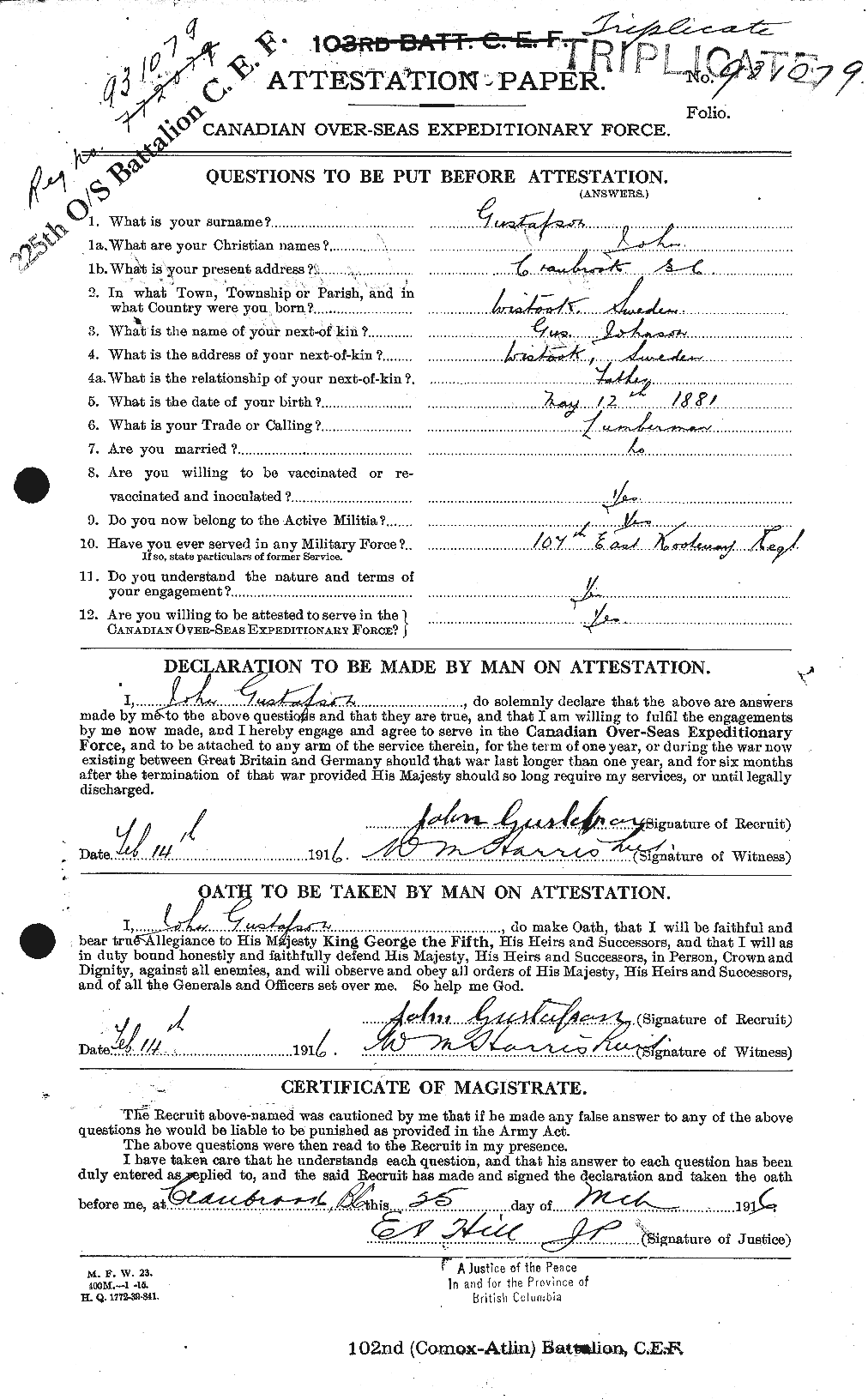 Personnel Records of the First World War - CEF 369996a