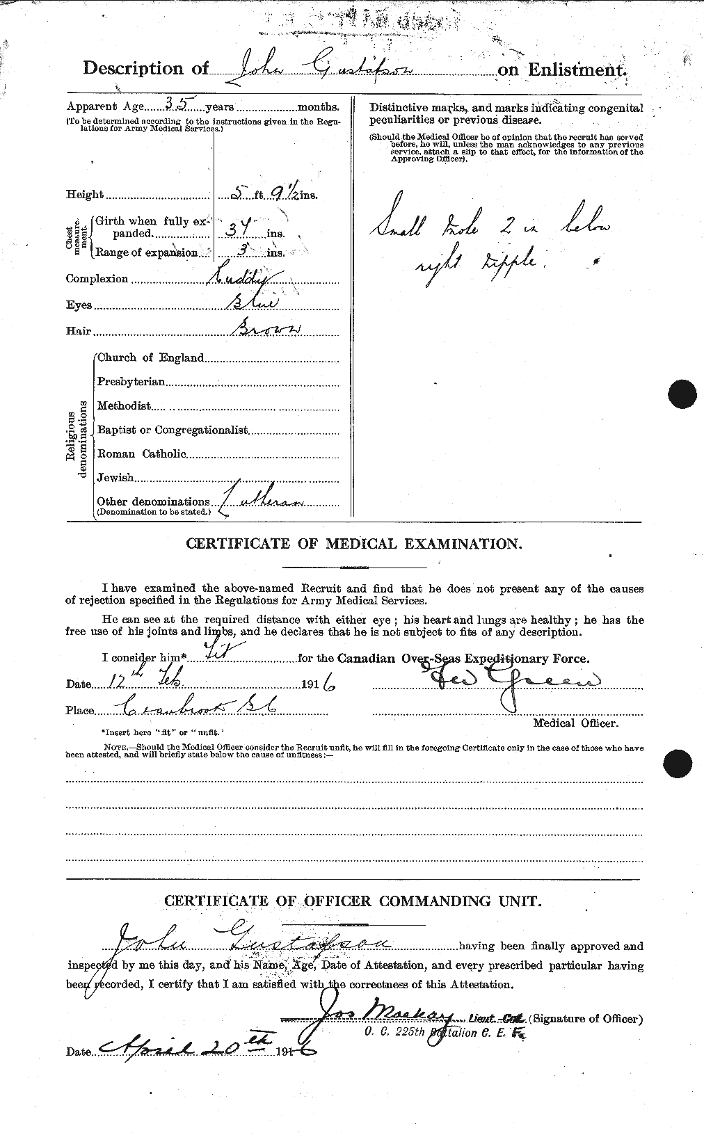 Dossiers du Personnel de la Première Guerre mondiale - CEC 369996b