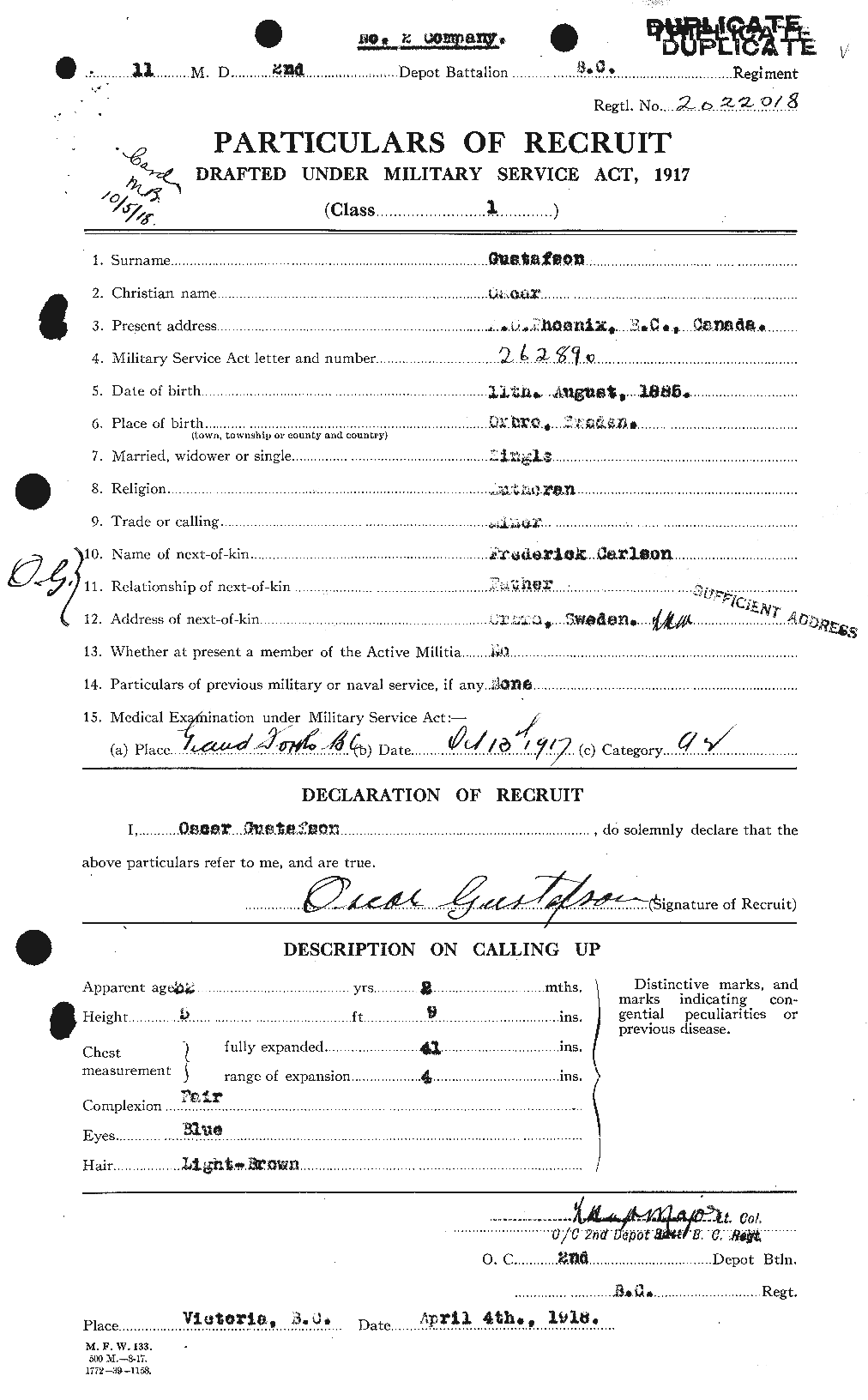 Personnel Records of the First World War - CEF 370001a
