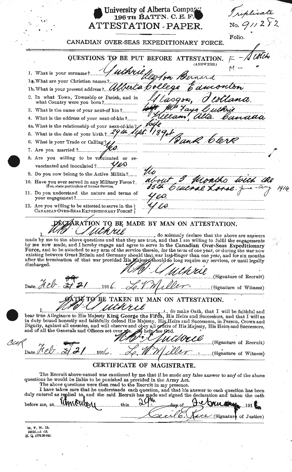 Personnel Records of the First World War - CEF 370095a