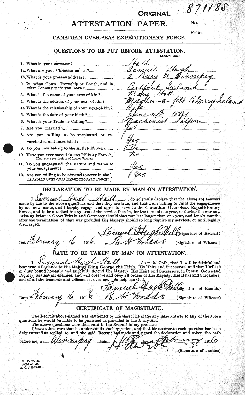 Personnel Records of the First World War - CEF 370769a