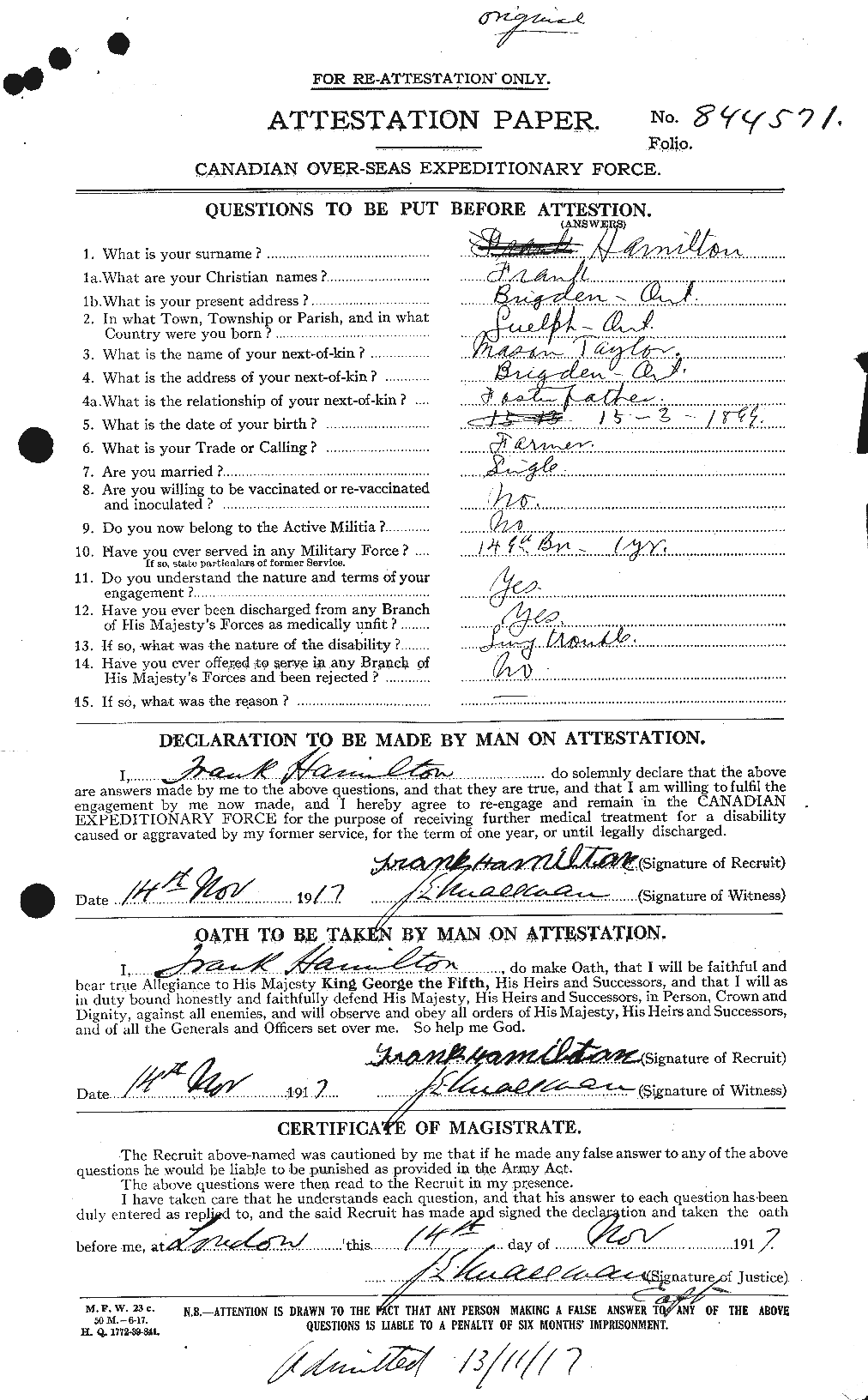 Personnel Records of the First World War - CEF 372389a