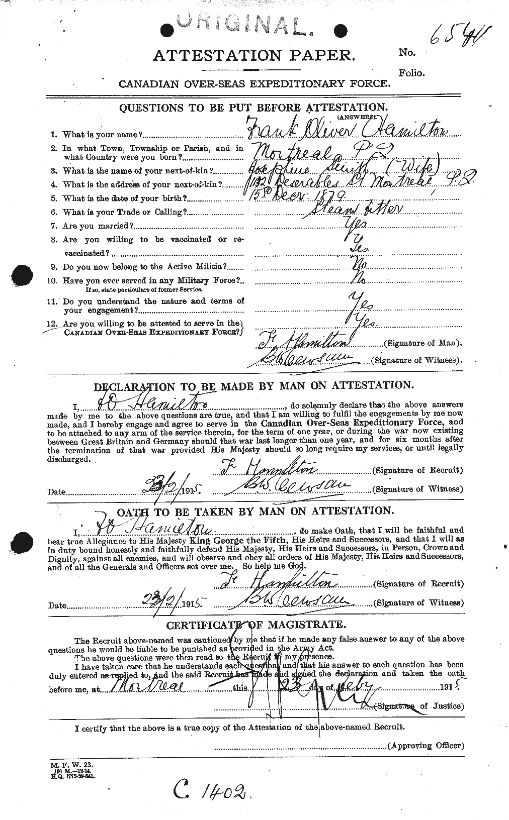 Personnel Records of the First World War - CEF 372392a