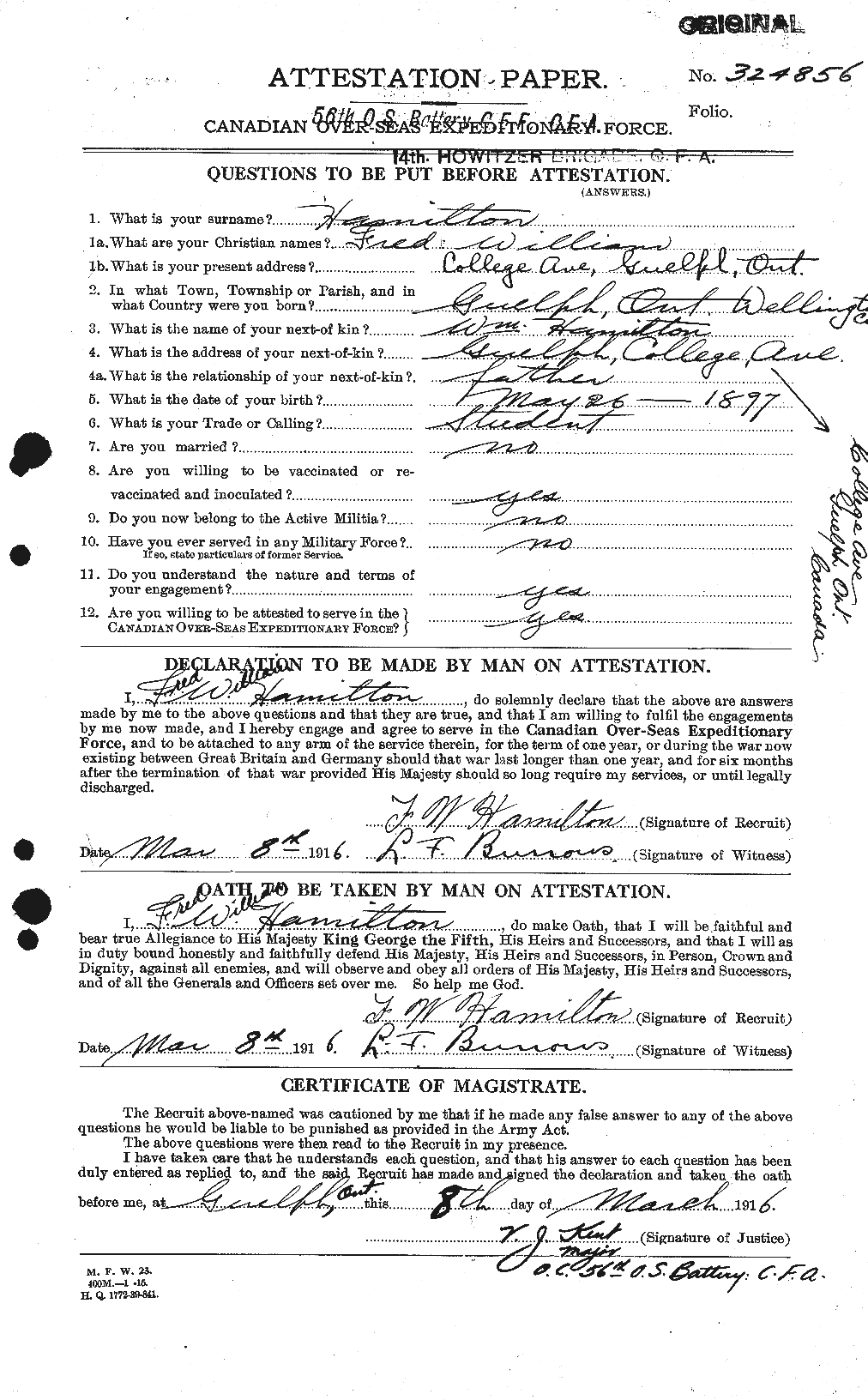Personnel Records of the First World War - CEF 372400a