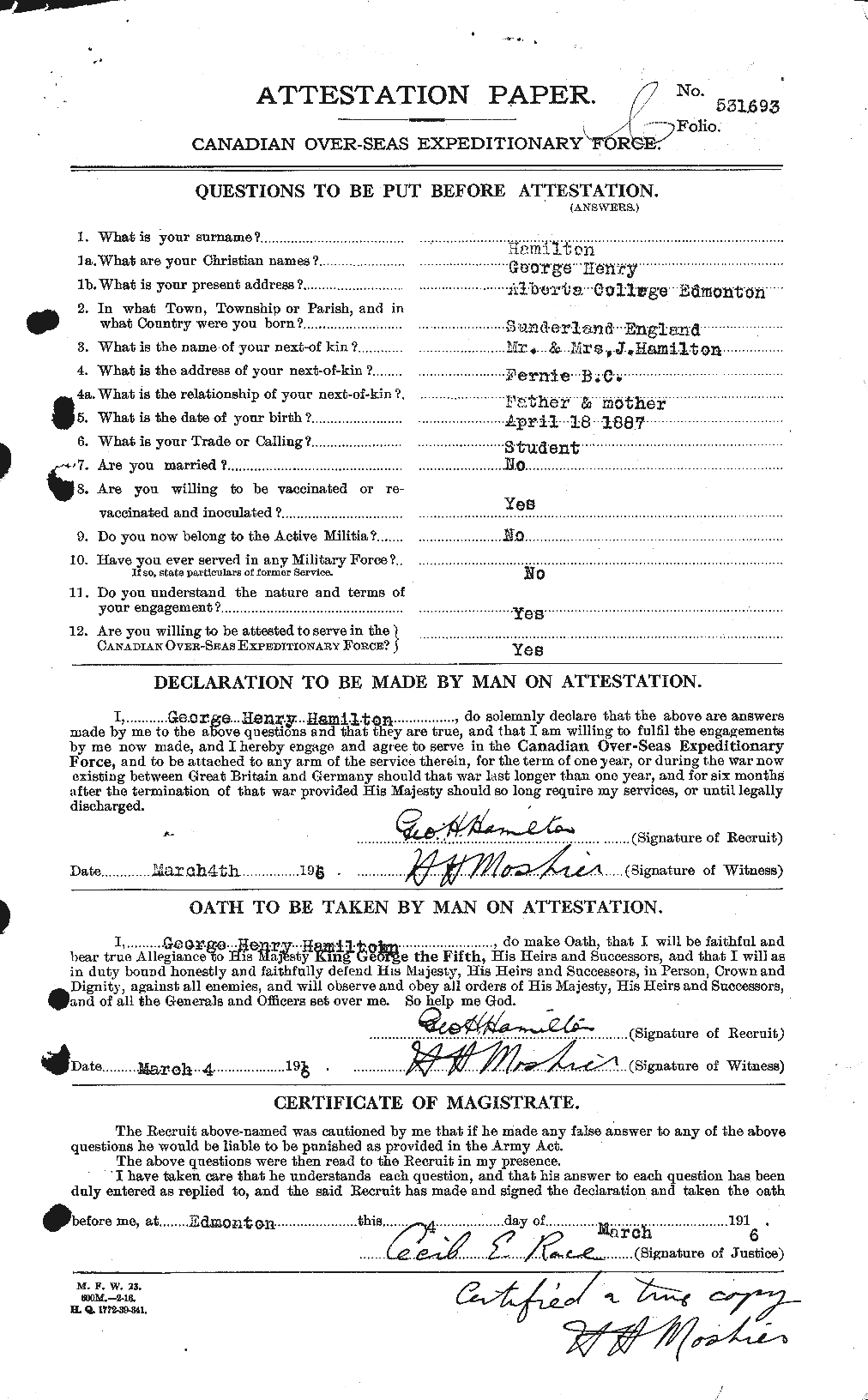 Personnel Records of the First World War - CEF 372463a
