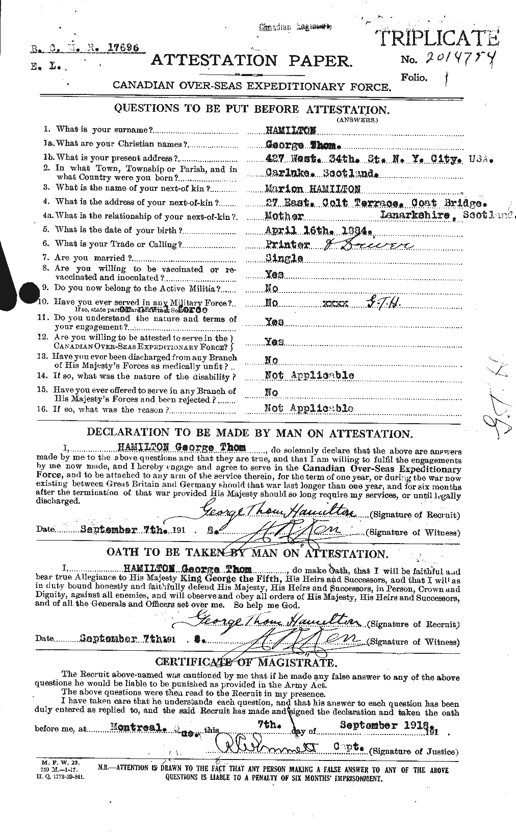 Personnel Records of the First World War - CEF 372475a