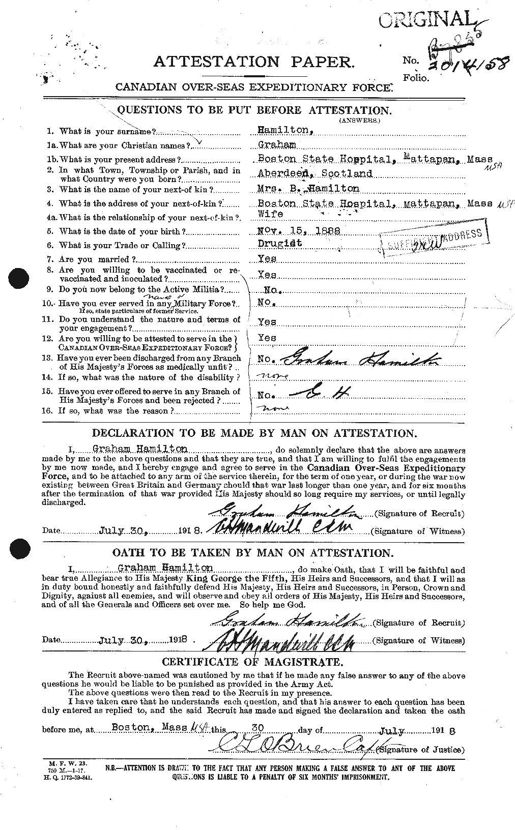 Personnel Records of the First World War - CEF 372485a