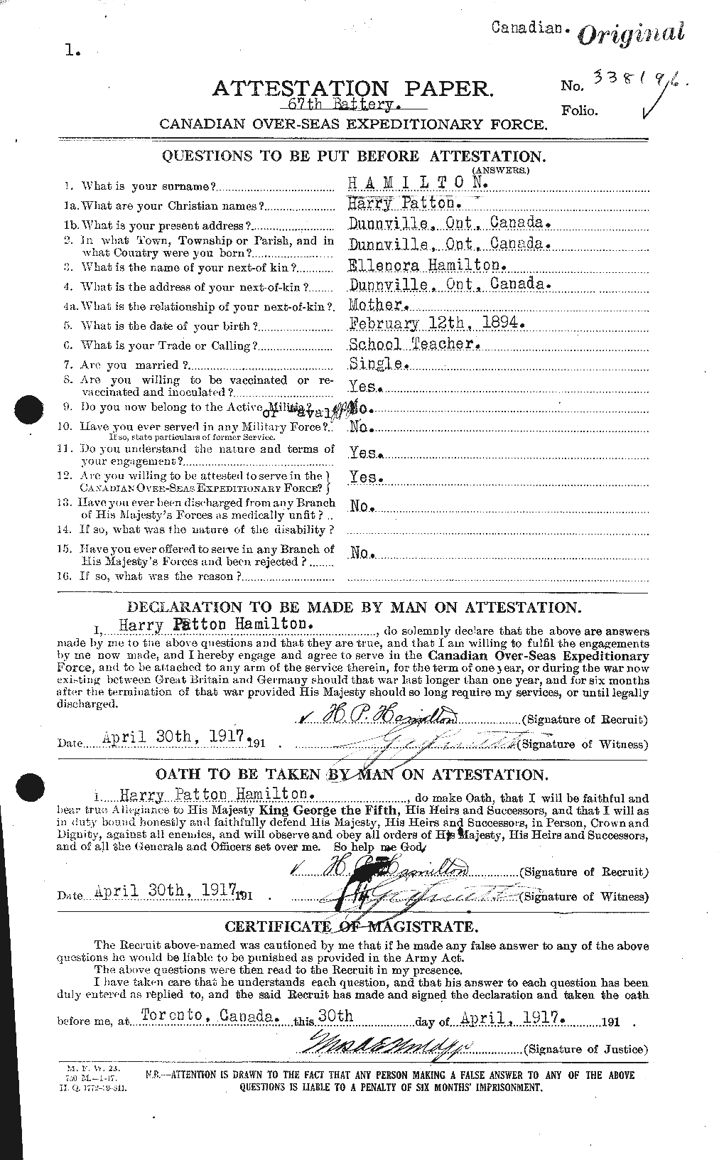 Personnel Records of the First World War - CEF 372514a