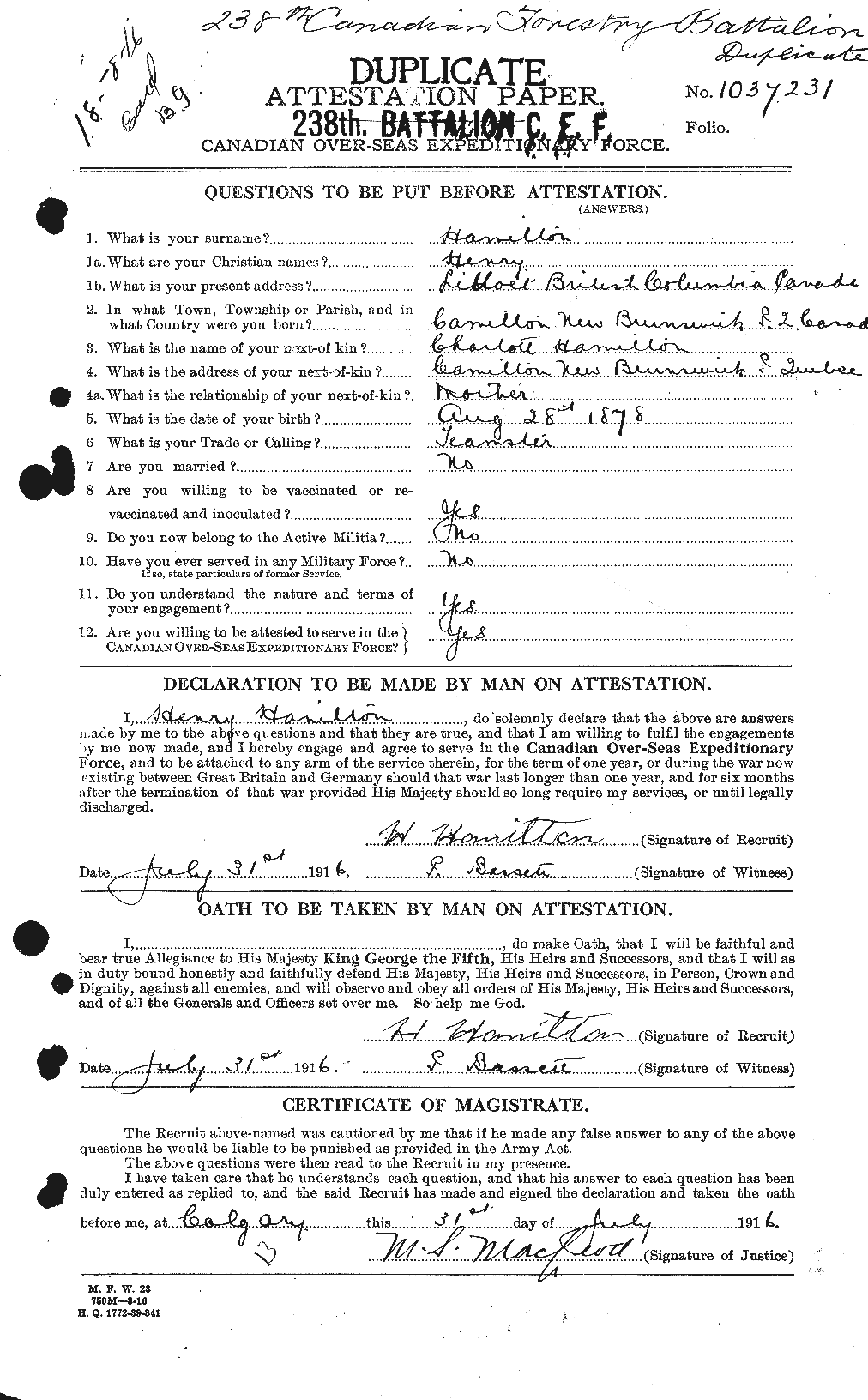 Personnel Records of the First World War - CEF 372522a