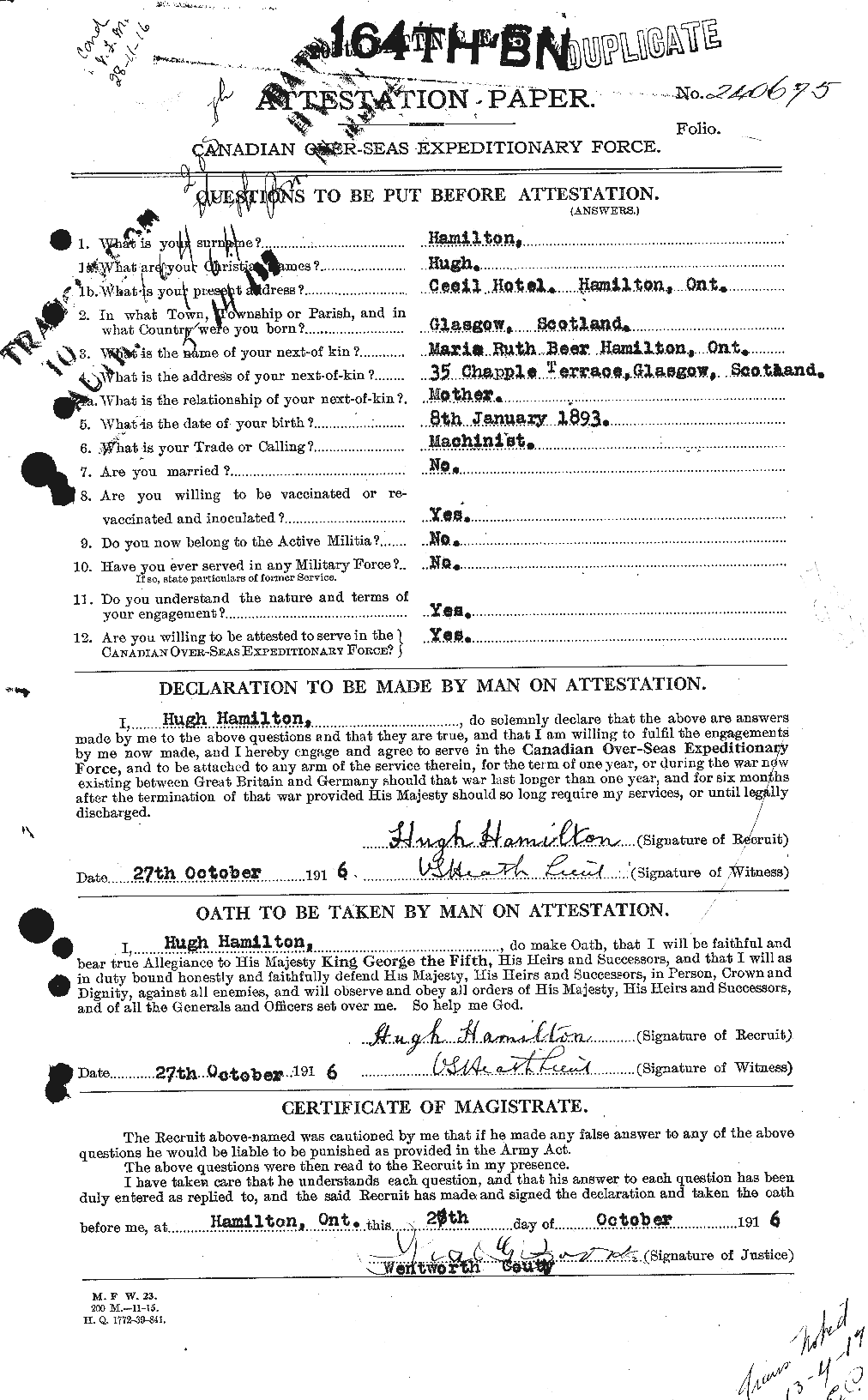 Personnel Records of the First World War - CEF 372911a