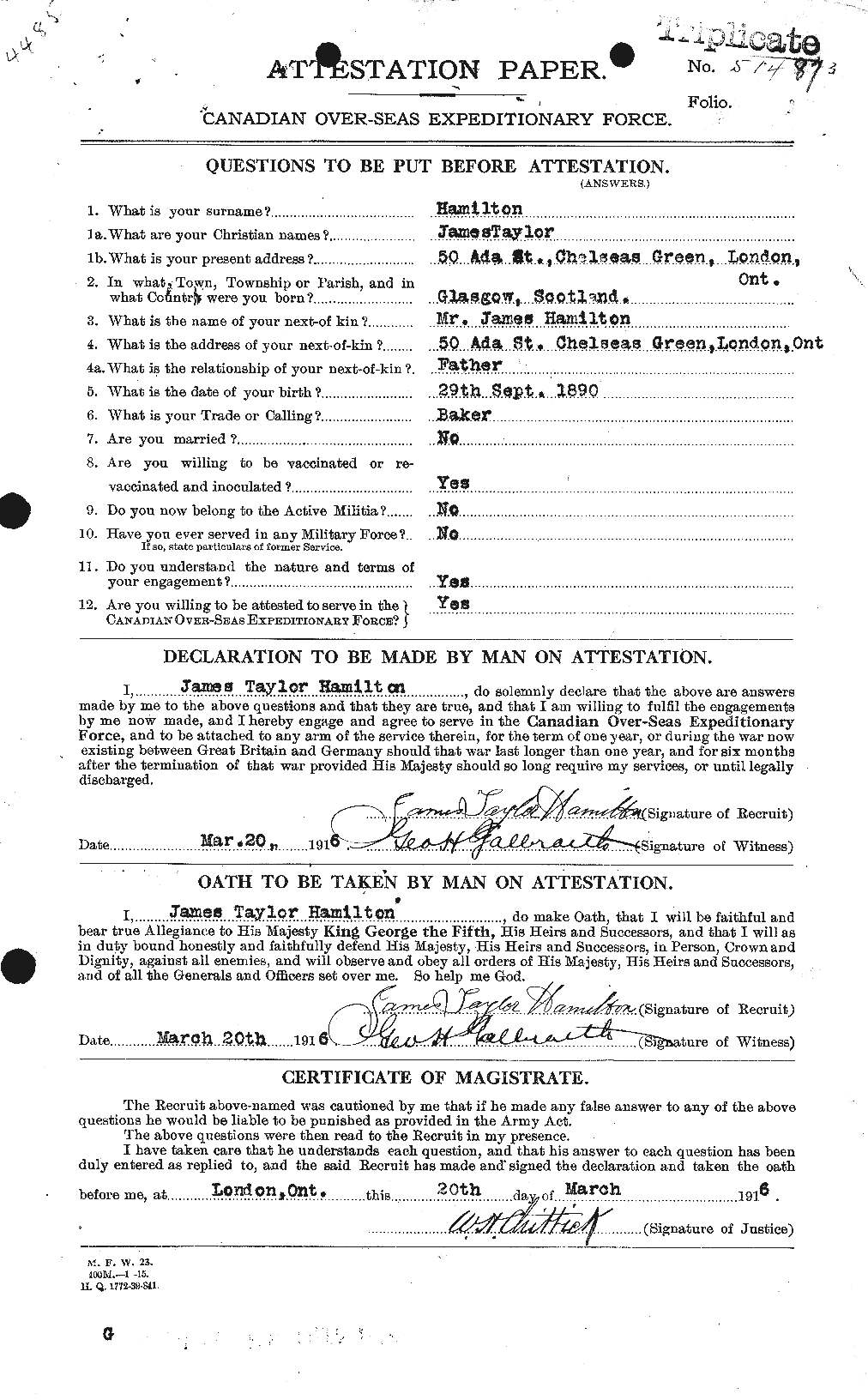 Personnel Records of the First World War - CEF 373004a