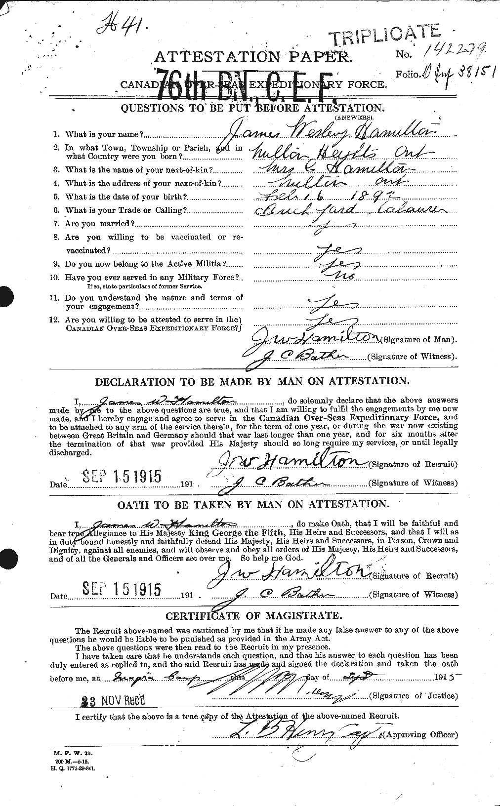 Personnel Records of the First World War - CEF 373010a