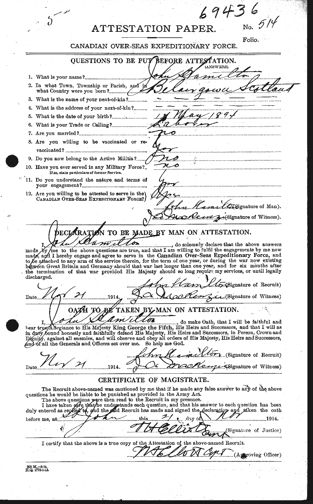 Personnel Records of the First World War - CEF 373027a