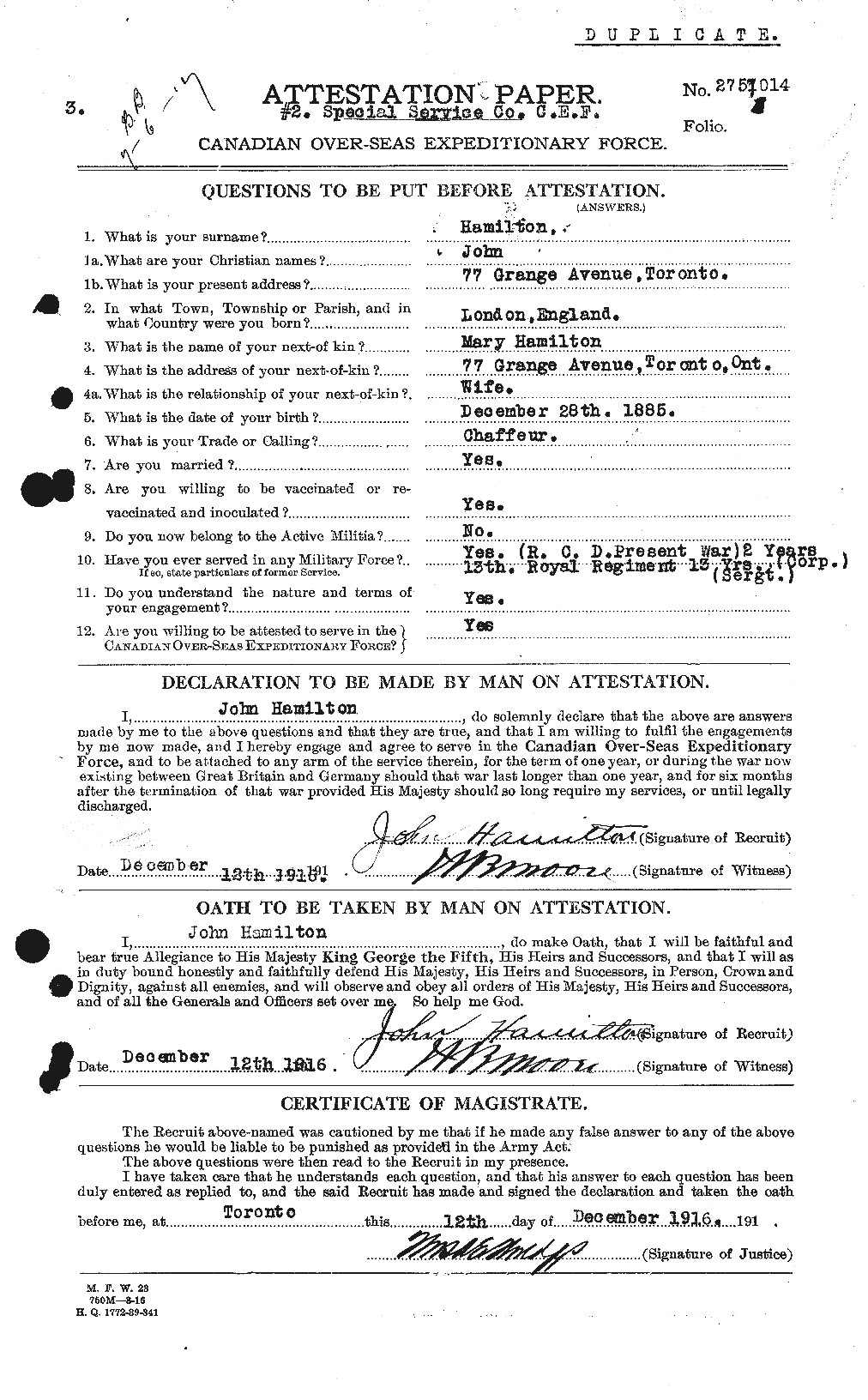 Personnel Records of the First World War - CEF 373028a