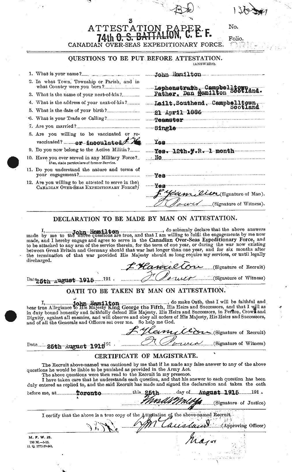Personnel Records of the First World War - CEF 373033a