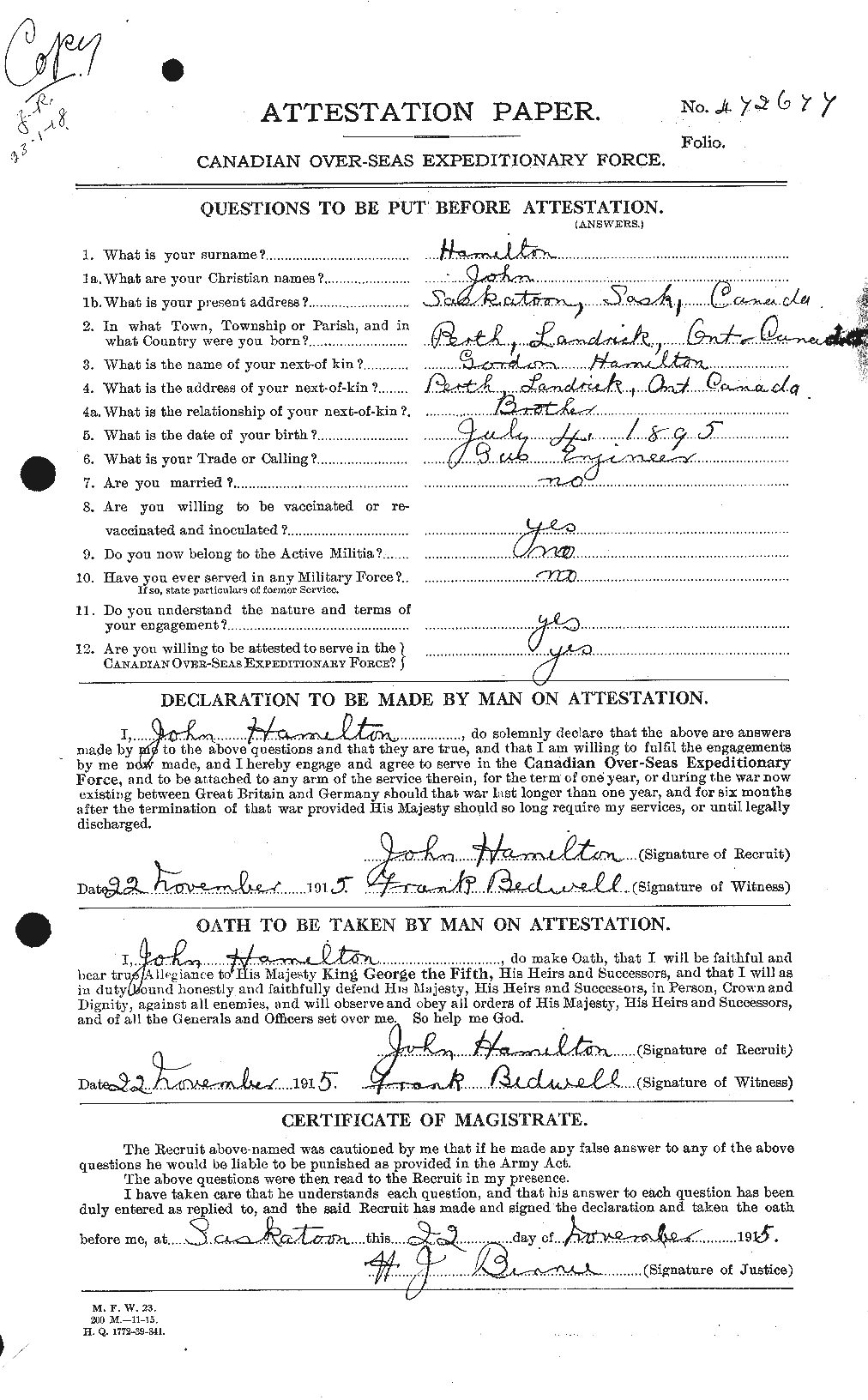 Personnel Records of the First World War - CEF 373036a