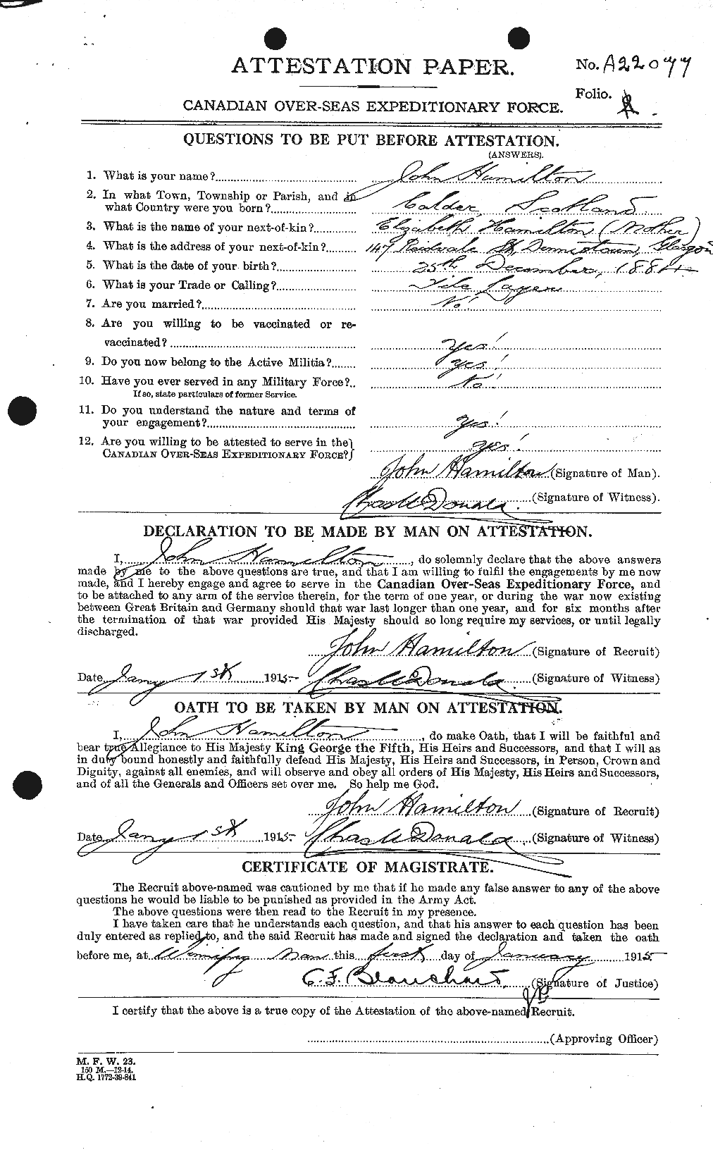 Personnel Records of the First World War - CEF 373037a