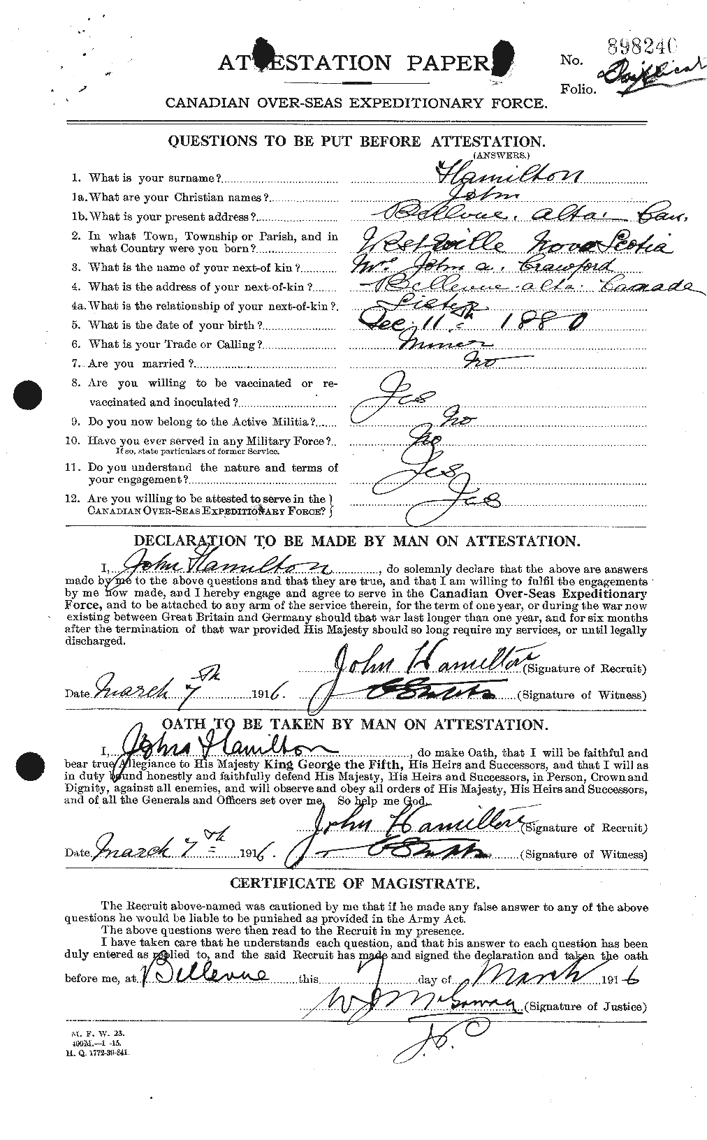 Personnel Records of the First World War - CEF 373046a