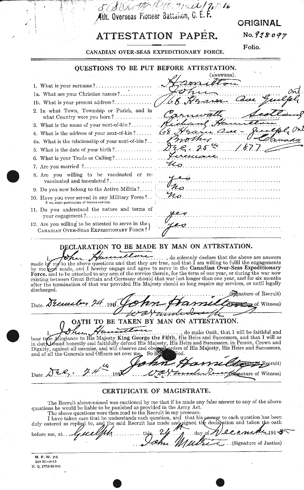 Personnel Records of the First World War - CEF 373050a