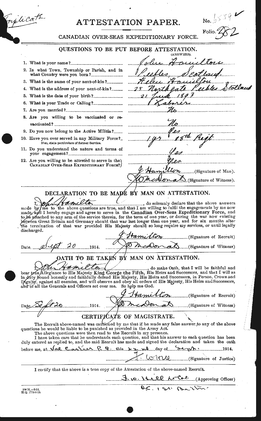 Personnel Records of the First World War - CEF 373056a
