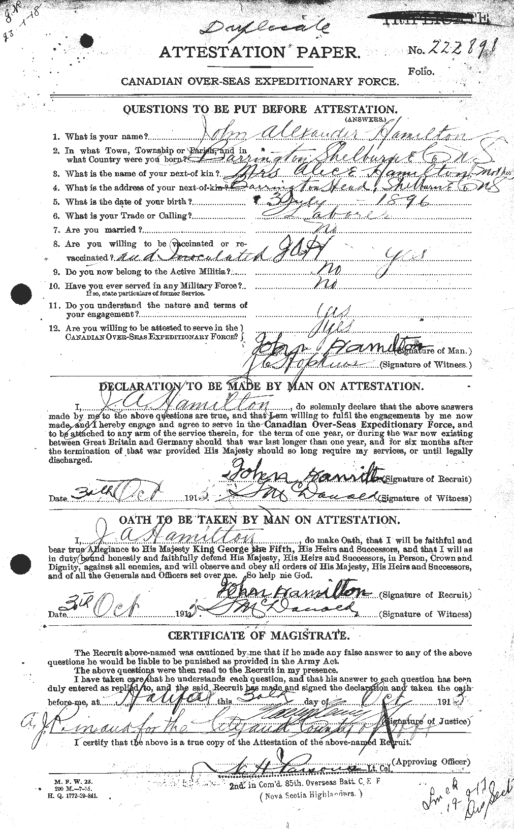 Personnel Records of the First World War - CEF 373063a