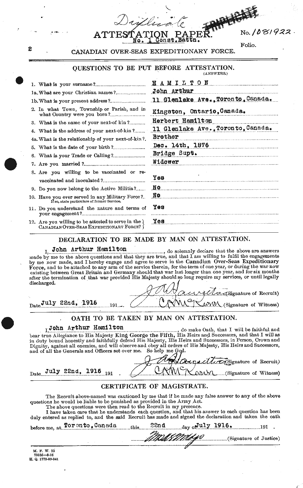 Personnel Records of the First World War - CEF 373067a