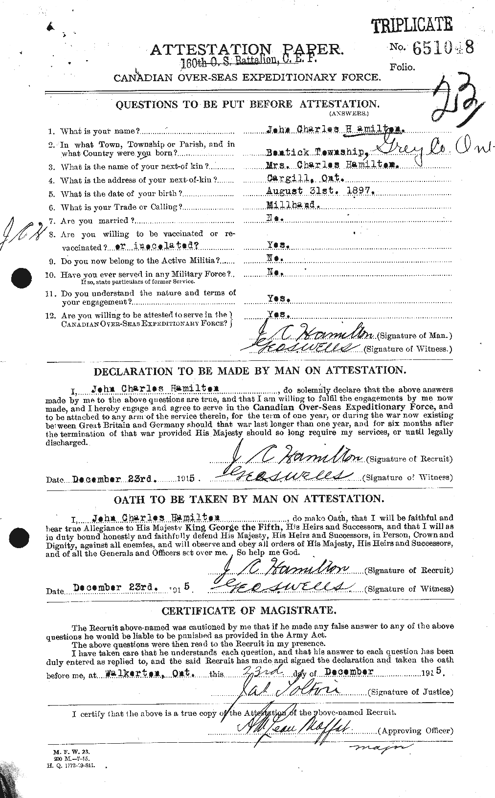 Personnel Records of the First World War - CEF 373071a
