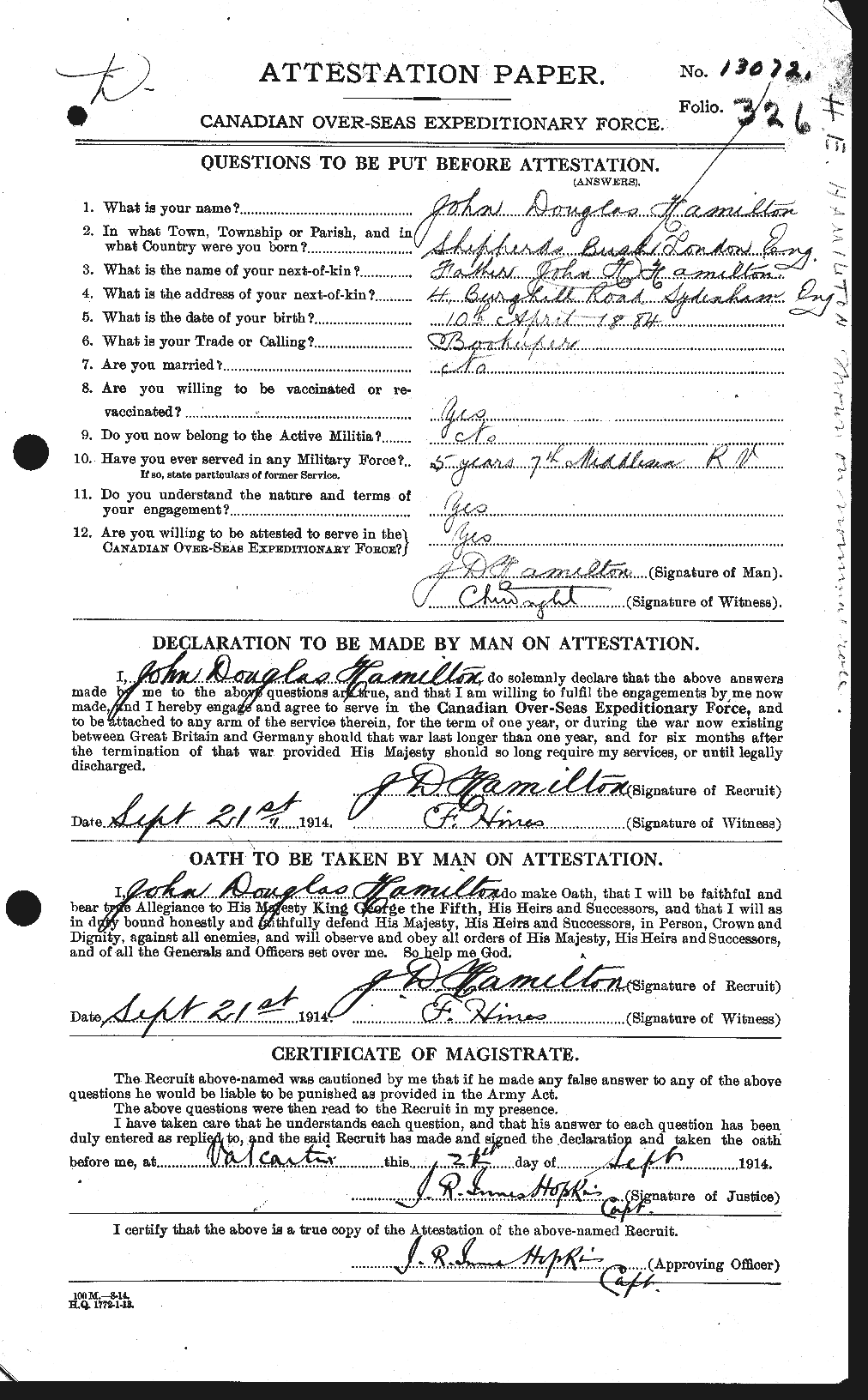 Personnel Records of the First World War - CEF 373077a