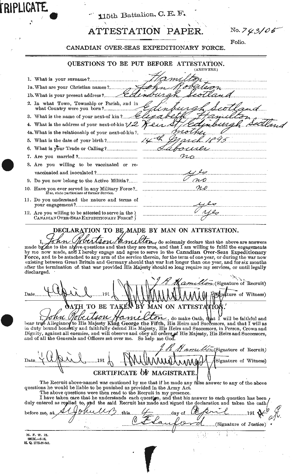 Personnel Records of the First World War - CEF 373117a