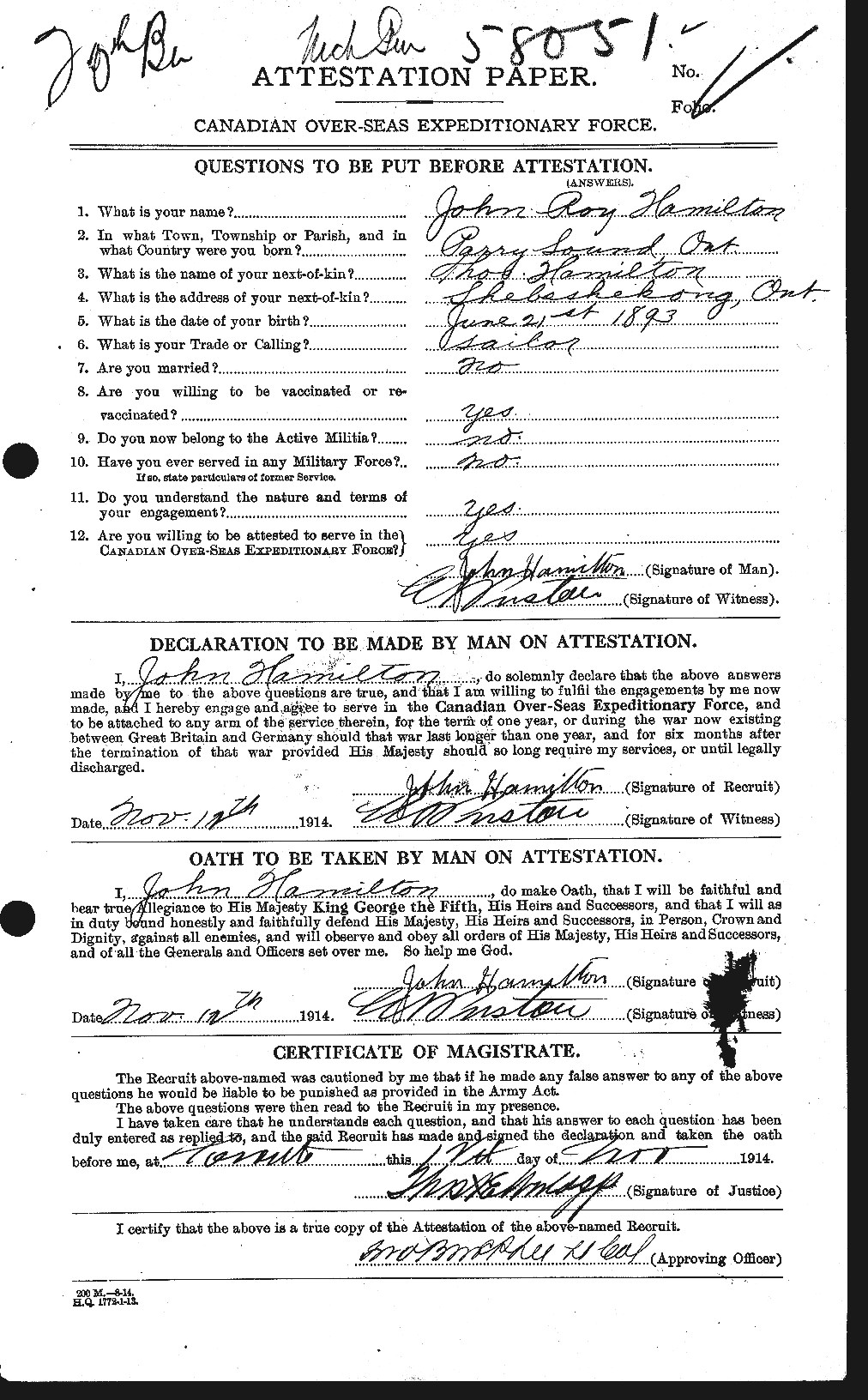 Personnel Records of the First World War - CEF 373118a