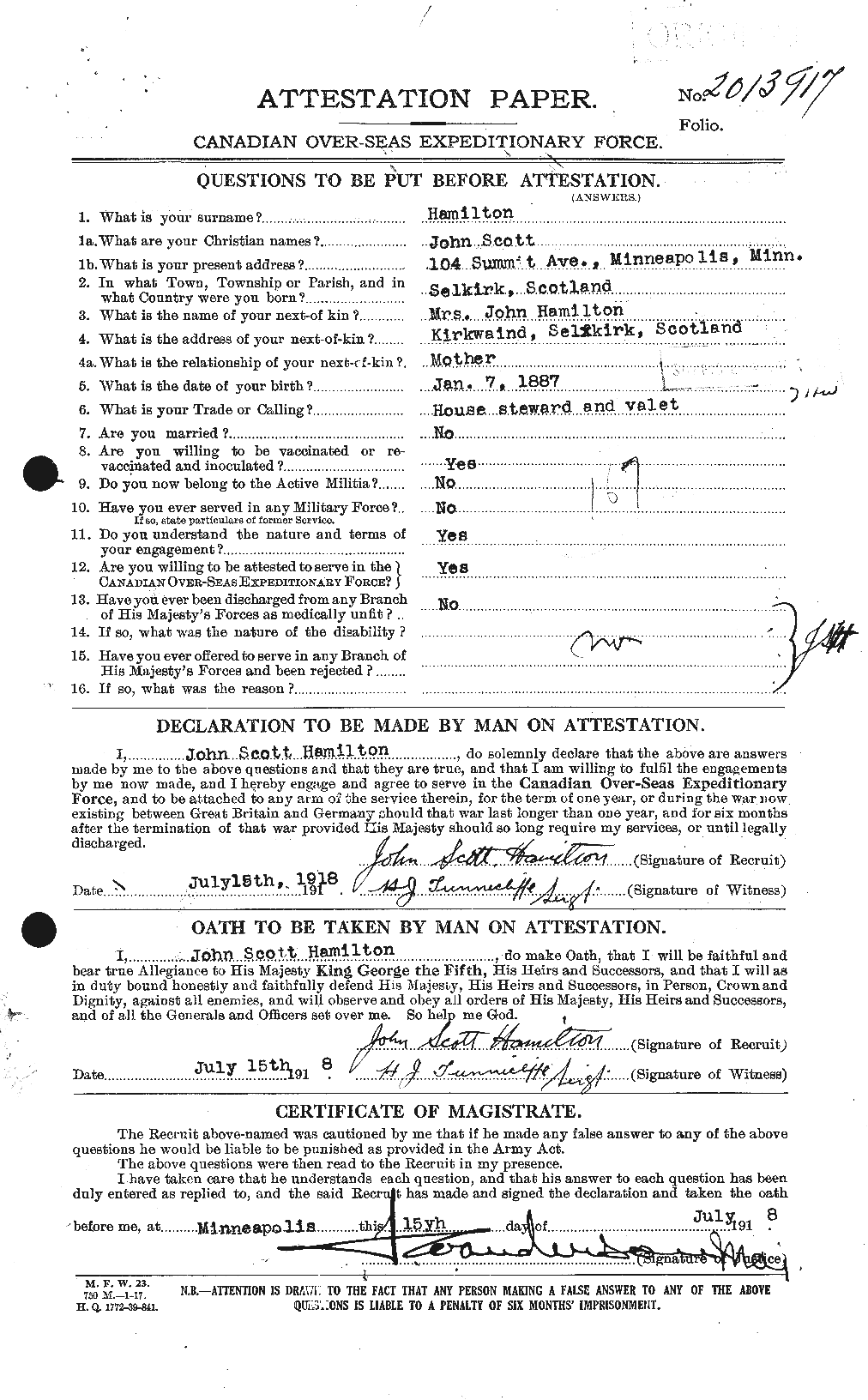 Personnel Records of the First World War - CEF 373121a