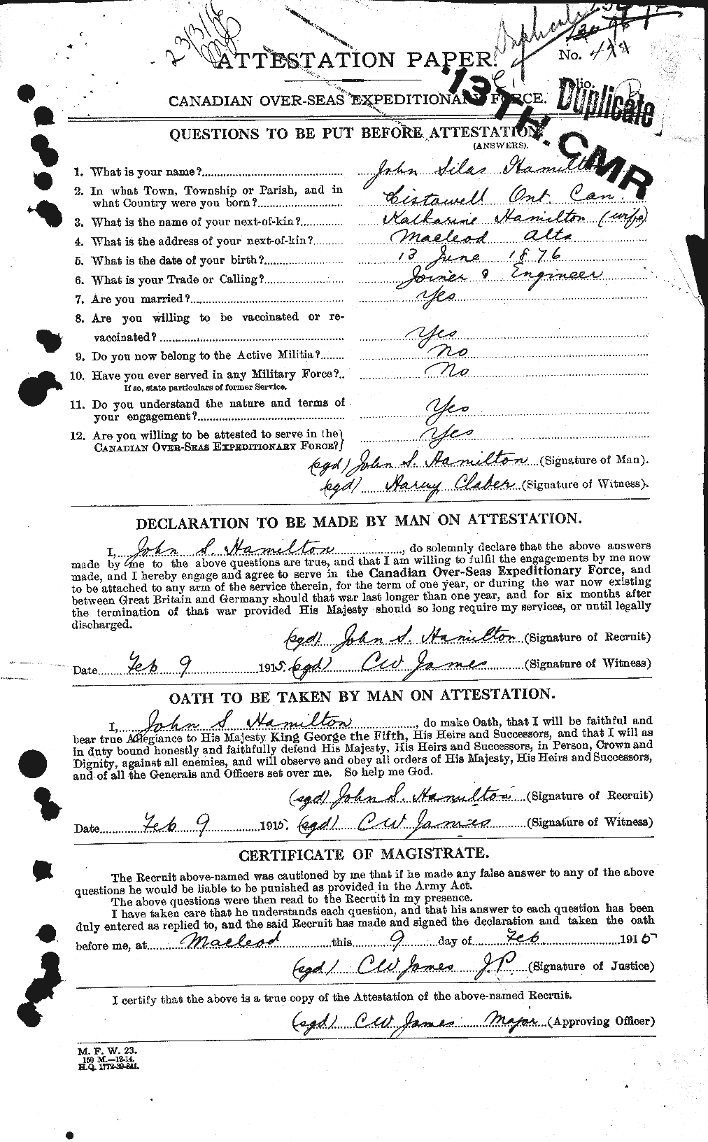 Personnel Records of the First World War - CEF 373122a