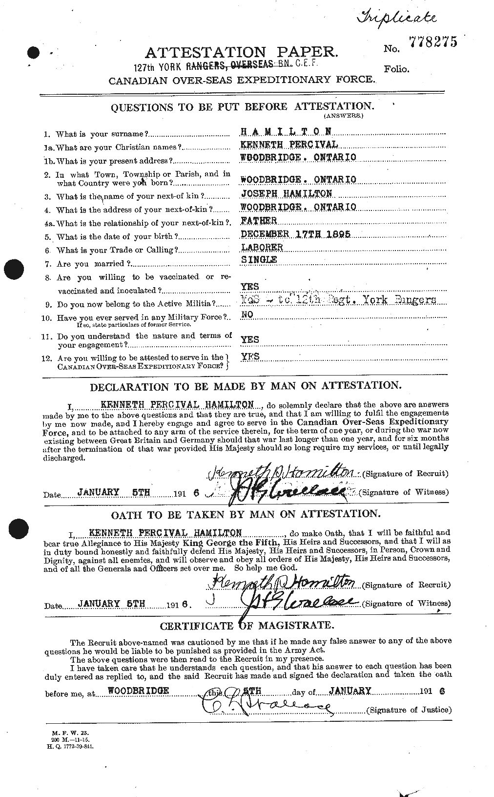 Personnel Records of the First World War - CEF 373152a