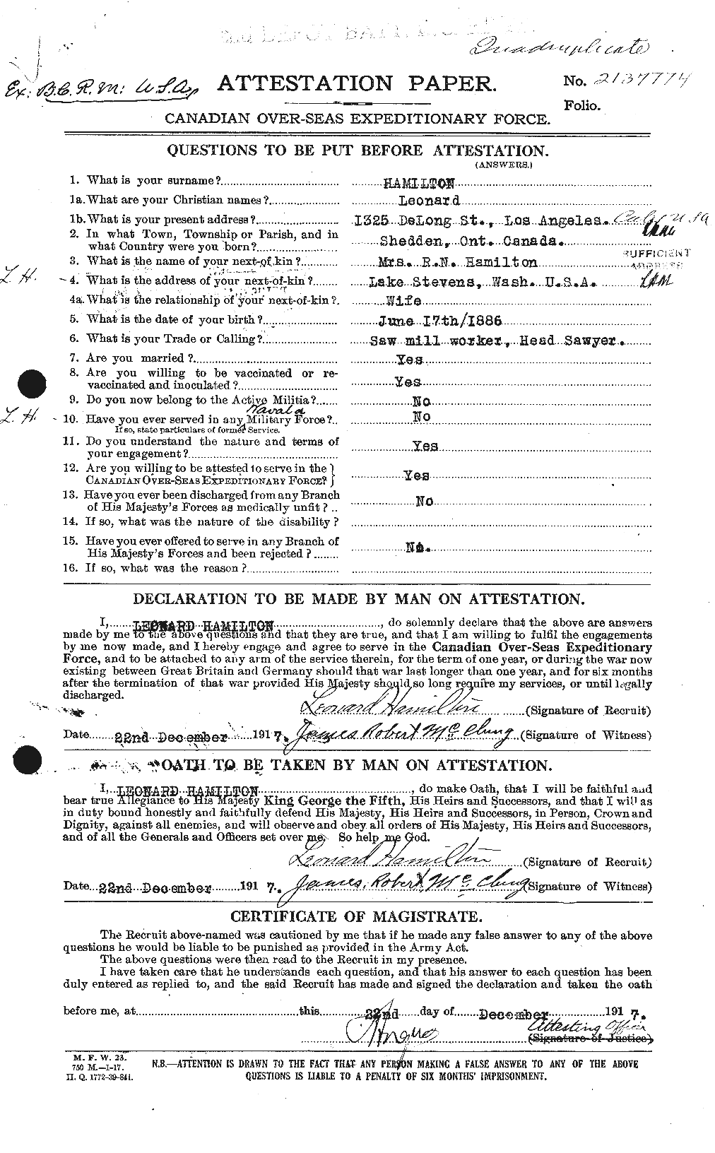 Personnel Records of the First World War - CEF 373162a