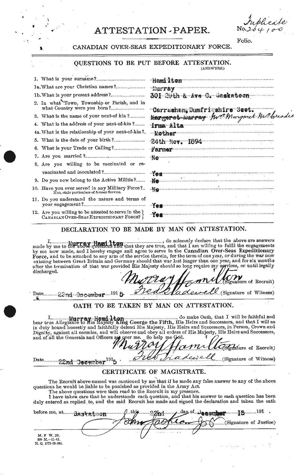 Personnel Records of the First World War - CEF 373187a