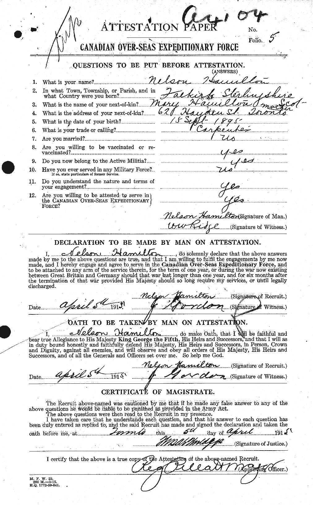 Personnel Records of the First World War - CEF 373191a