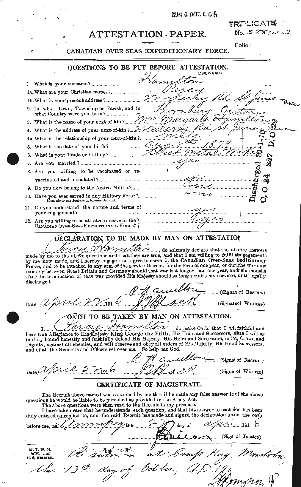 Personnel Records of the First World War - CEF 373199a