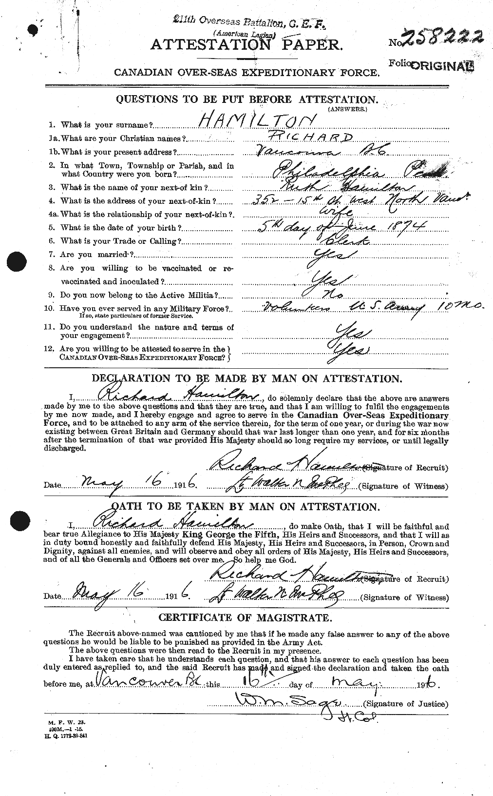 Personnel Records of the First World War - CEF 373215a
