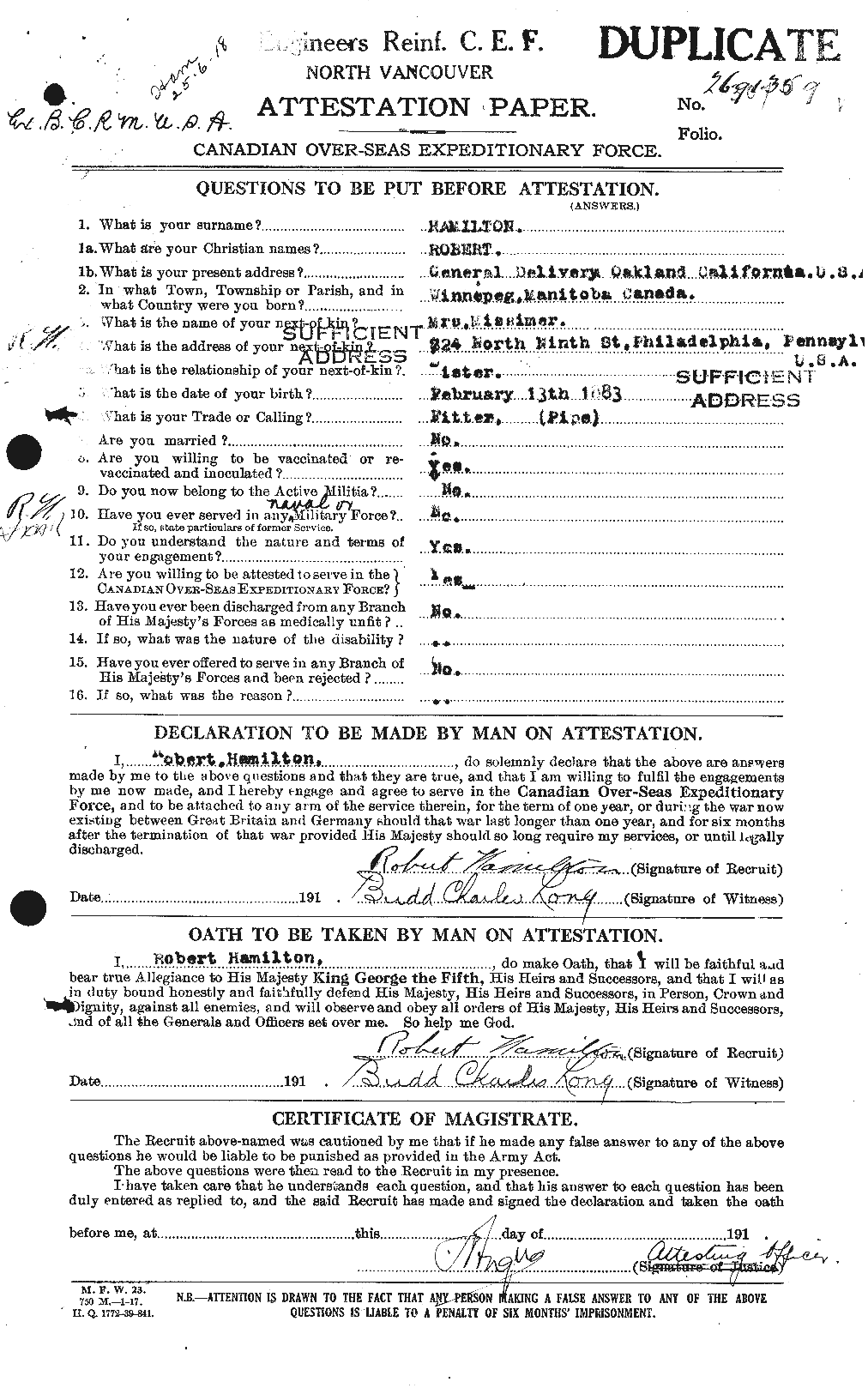 Personnel Records of the First World War - CEF 373221a