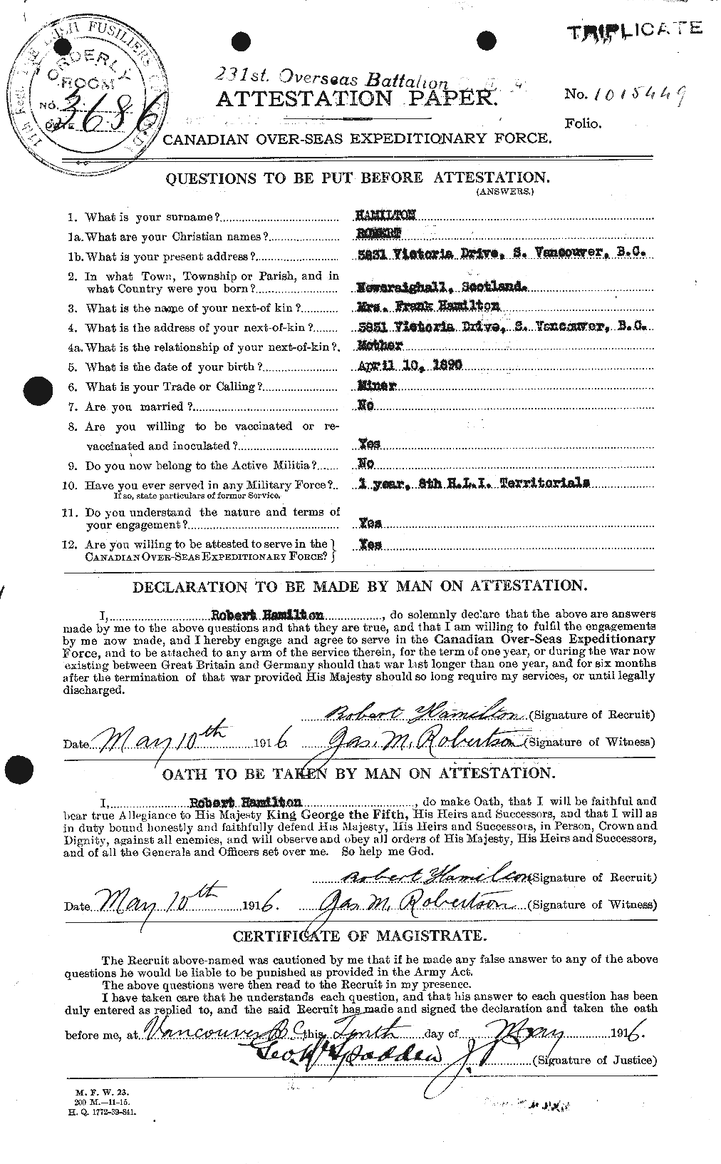 Personnel Records of the First World War - CEF 373234a