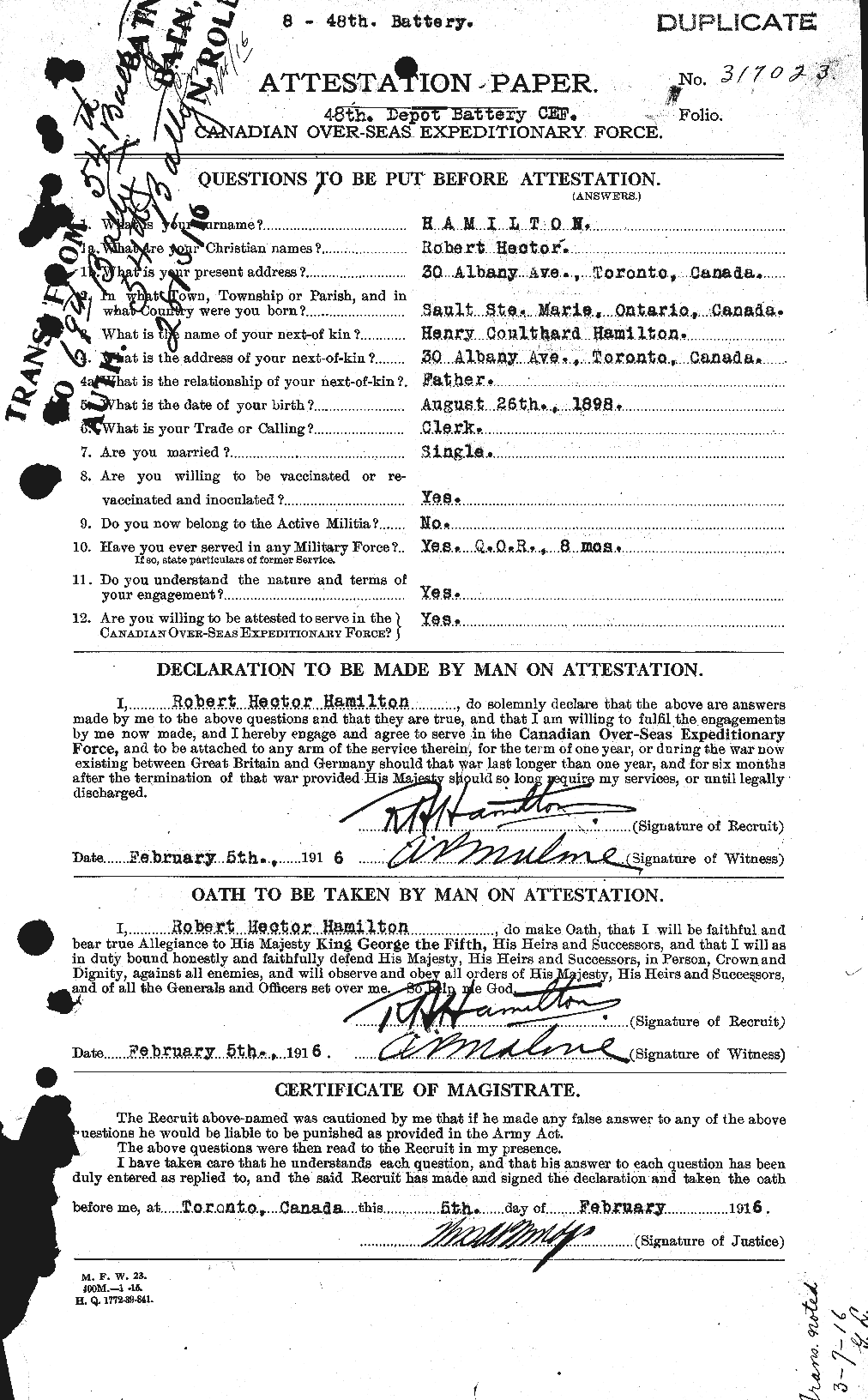 Personnel Records of the First World War - CEF 373259a