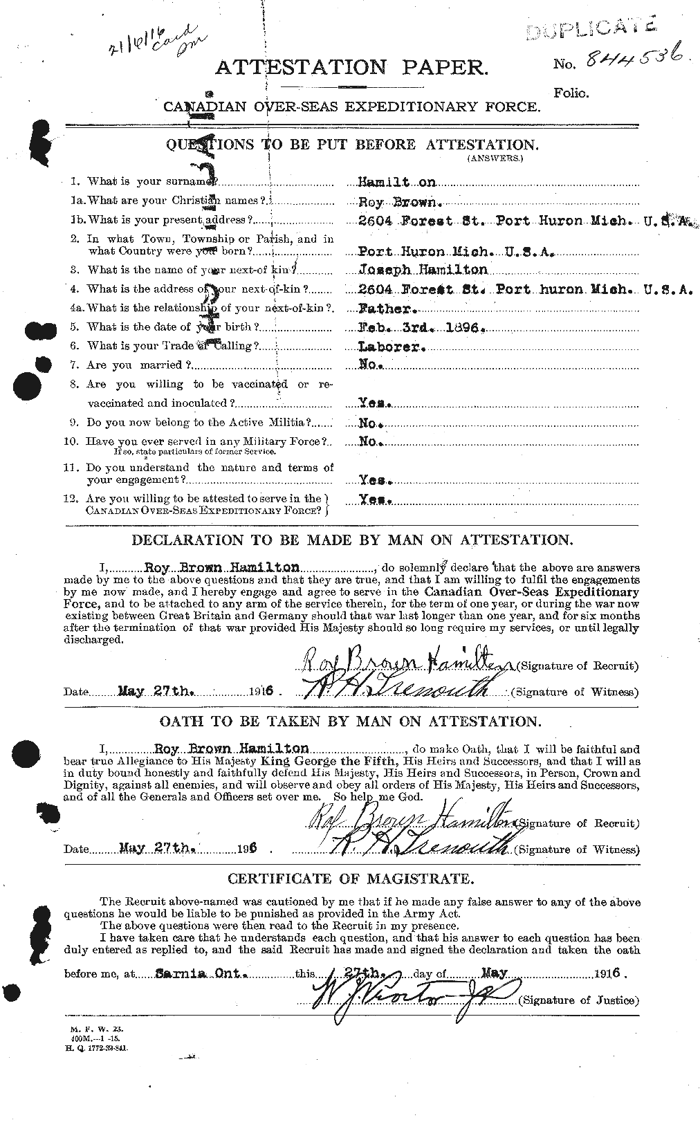 Personnel Records of the First World War - CEF 373288a