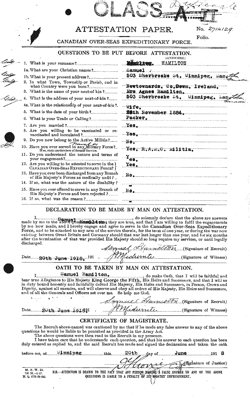 Personnel Records of the First World War - CEF 373300a